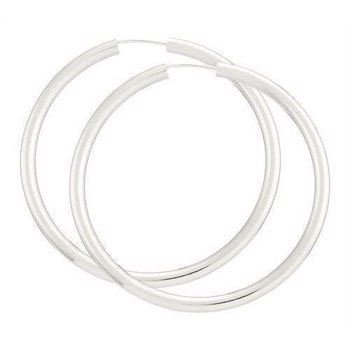 BNH Dame blanke 925 sterling sølv Øre creoler, Ø 50 mm x 3,0 mm